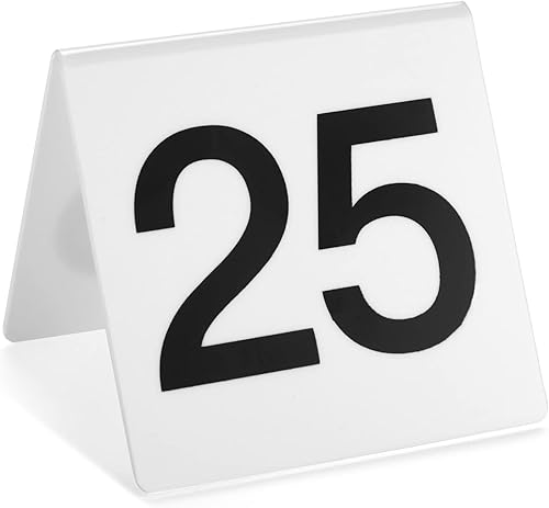 Miniatura 7 de Juvale Juego de 25 números de mesa de restaurante del 1 al 25, números de mesa de acrílico de doble cara para eventos, banquetes, servicio de