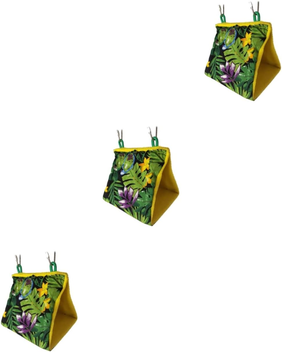 iplusmile 3 Uds Columpio para Dormir Pinzón Animalesjaula Verde Cueva Chinchinlla Nido Loro Periquitos Verdes Esponjosos Cobertizo Tamaño Cacatúa Tropical Impreso Hábitat Periquito para