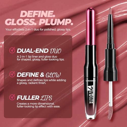 Image of LANGMANNI 2-in-1 Lip Liner & Gloss Duo,Shade 02 Soft Blush Pink