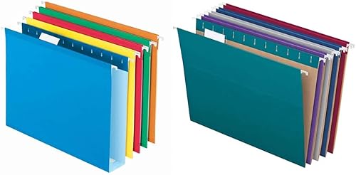 Pendaflex Carpetas colgantes de capacidad extra (4152 x 2 ASST) y carpetas colgantes recicladas Pendaflex (81667), tamaño carta, colores surtidos