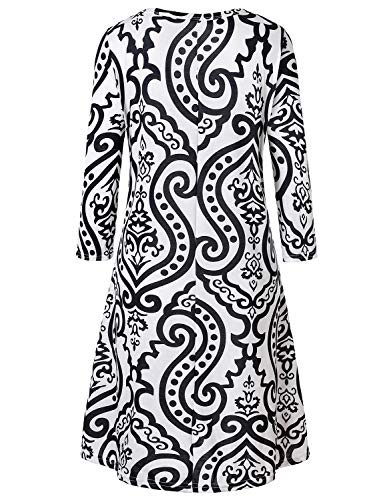 Image of Tanst Sky Womens Casual Round Neck Plus Size Floral Tunic Shirt Dress with Pockets