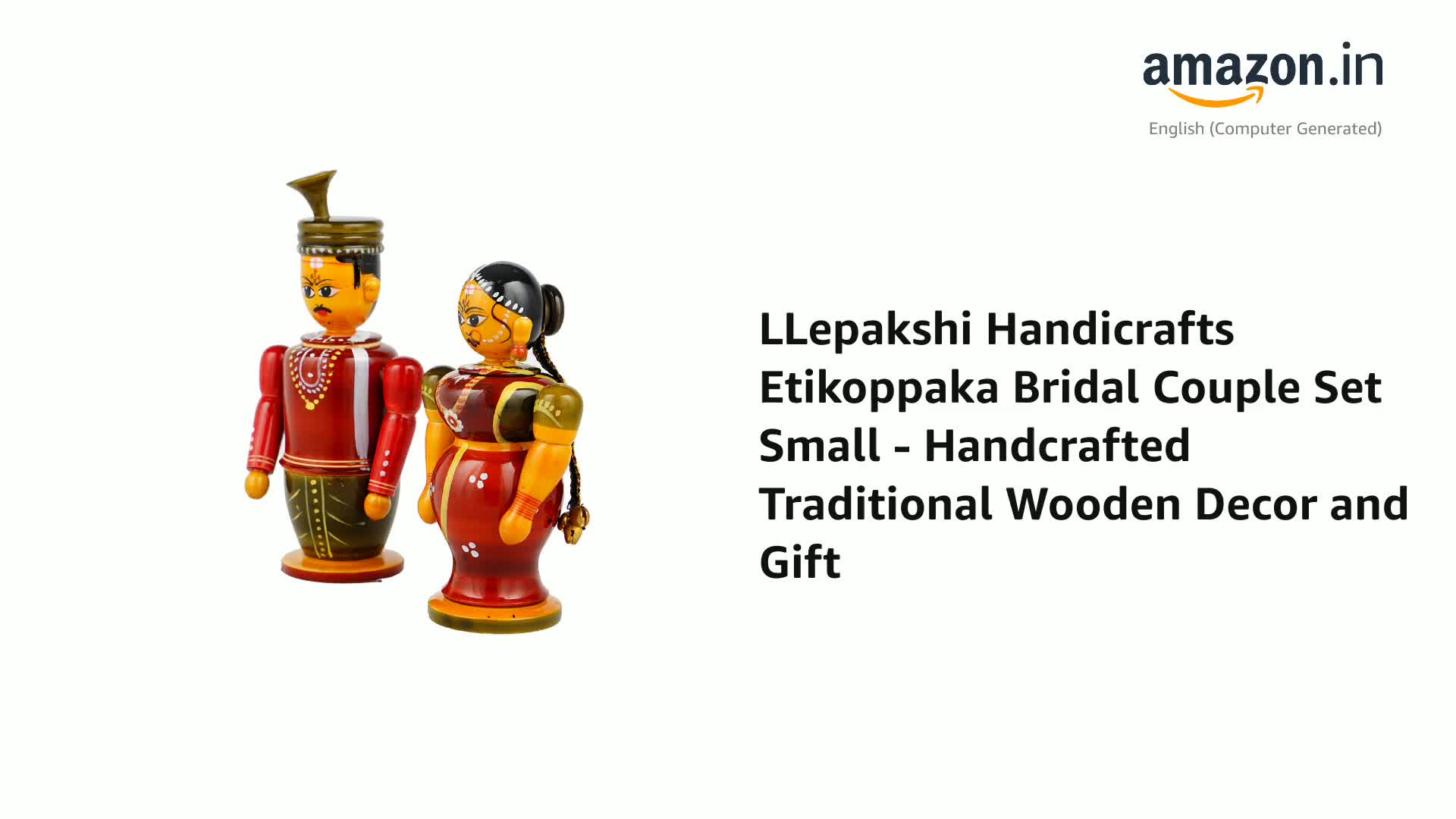 Buy LLepakshi Handicrafts Etikoppaka Bridal Couple Set Small