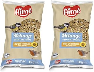 Aime Vogelfutter, Verschiedene Samenmischungen und Nährstoffe, Beutel mit 1 kg, für Vögel des Himmels und Wildtiere (Packung mit 2) product image