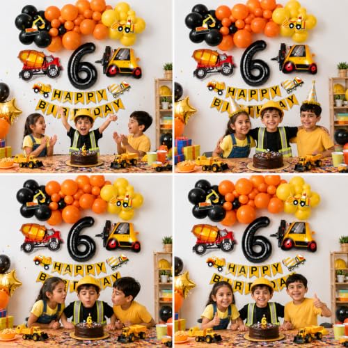 Image of Construction Theme Birthday Party Supplies, Pack of 39 pcs for Kids