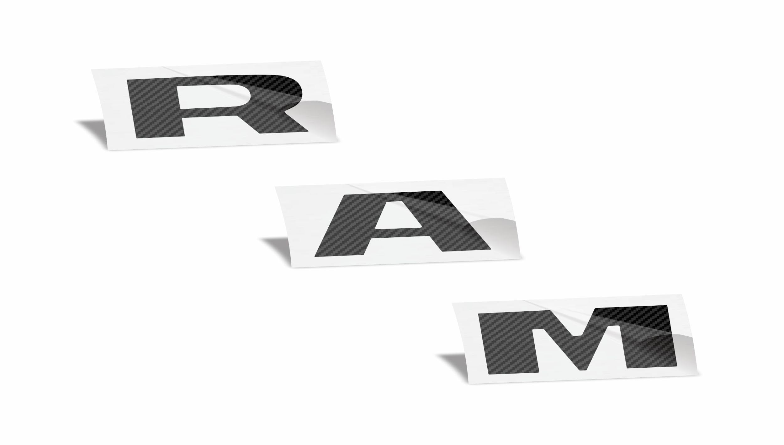 RAM Tailgate Emblem Overlay Decal Stickers 2025 Ram 1500 (Color: Carbon Fiber)