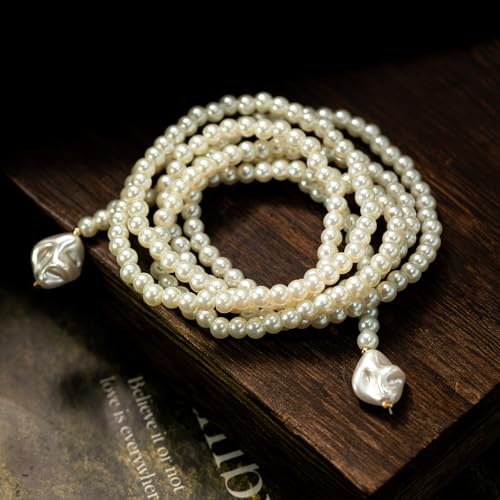 50IN Charm Long Pearl Necklace for Women - 1920s Vintage Beaded Costume Jewelry - Non Tarnish Pearl String for Wedding Guest or Birthday Gift4