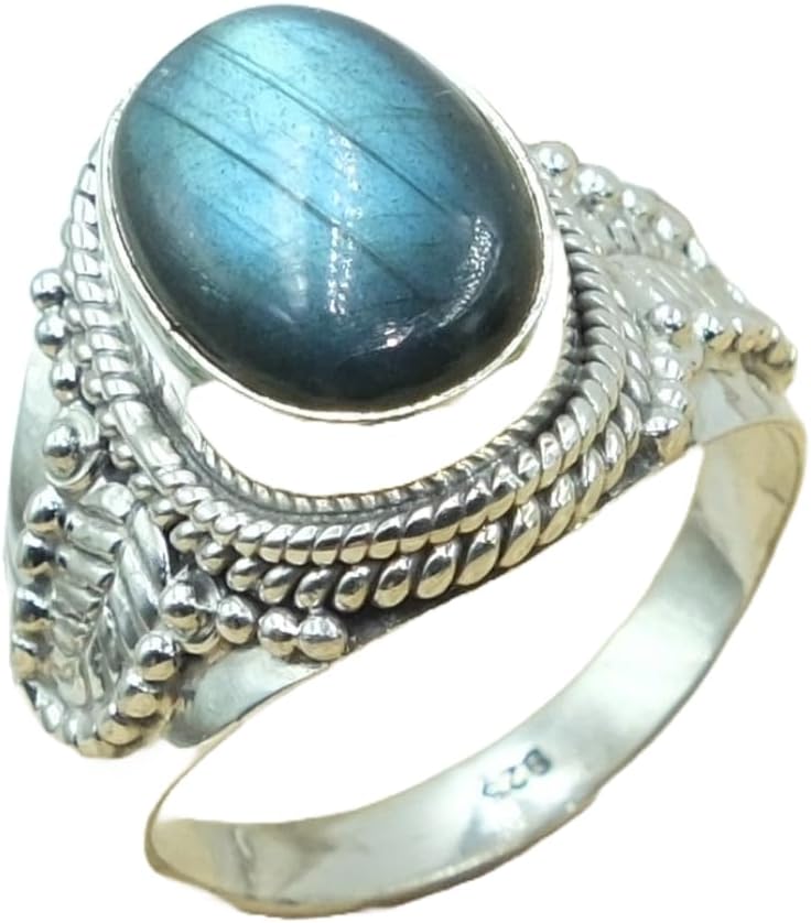 Blue Fire Labradorite Gemstone Ring 925 Sterling Silver Design Ring Handmade Boho Statement Rings Labradorite Jewelry Wedding Gift Jewelry For Women