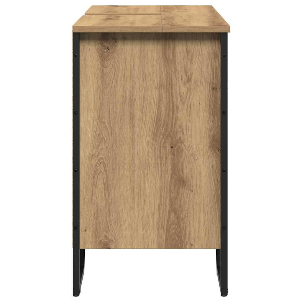 Szafa pod umywalkę, dąb Artisan, 91 x 35 x 60 cm, materiał drewnopochodny z 6 stabilnymi półkami, miejsce do przechowywania mebli łazienkowych, oszczędność miejsca, dla gości WC i łazienki
