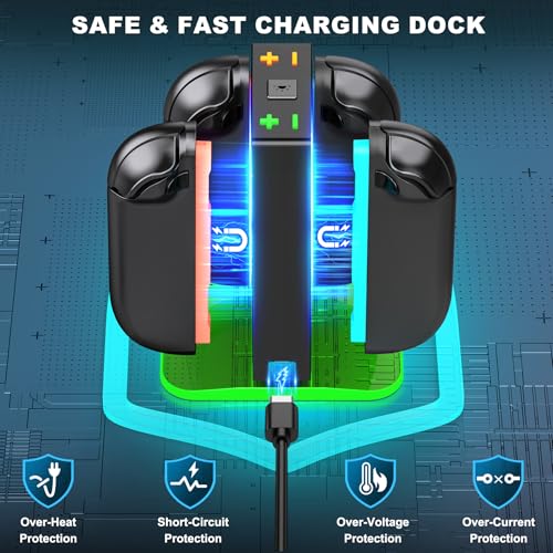 Image of Mocagen Controller Charger for Nintendo Switch 2, Magnetic 4 in 1 Joy-Con Holder, Dynamic Light, Fast 2H Charge Compatible with Switch 2 Joy Con Charger Station Accessories