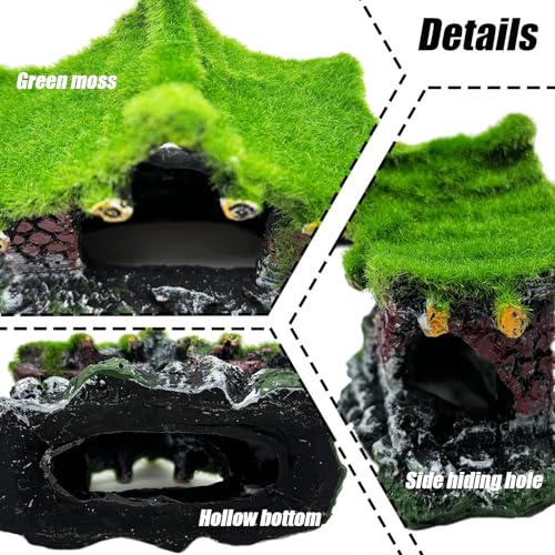 image for Tfwadmx Aquarium Decoration House Resin Hollow Hideout House, Betta Fi
