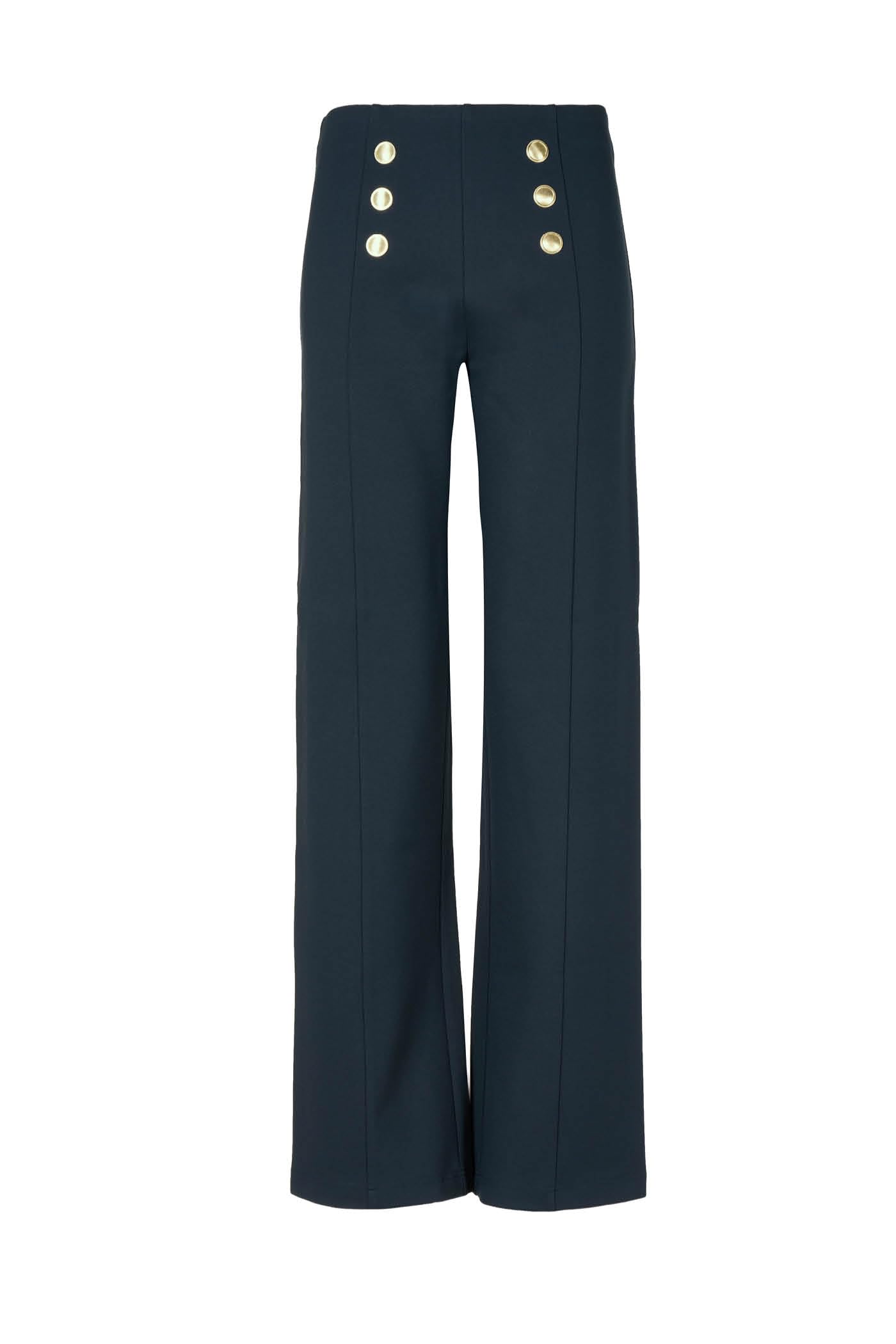 Goldenpoint Donna Pantaloni Wide Leg Leggermente Svasati al Fondo con Bottoni in Viscosa