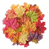 Luvhua No Odor Pre-Separated Fall Leaves Artificial Maple Leaves, 8cm/3in 16 Mixed Colors Fake Autumn Leaves for Fall Decor Thanksgiving Table Home Wedding Wreath DIY Crafts 100 Pcs