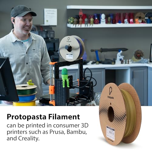 Image of Protopasta Brass Filled PLA 3D Printer Filament | ProtoPlant Metal-Filled PLA Plastic Printer Filament with 60% Brass | Polish and Patina Friendly Metal Composite Filament | 500g Metallic Spool