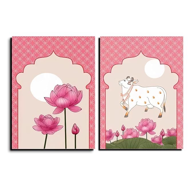 AUM ENTERPRISE Indian Ethnic Traditional Cow and Lotus Print Self-Adhesive Wall Stickers Wall Decor Removable Waterproof Wall Art Decor for Bedroom, Living Room, Offices, Home Decoration. (B0CXYSB9CX) Amazon Price History, Amazon Price Tracker
