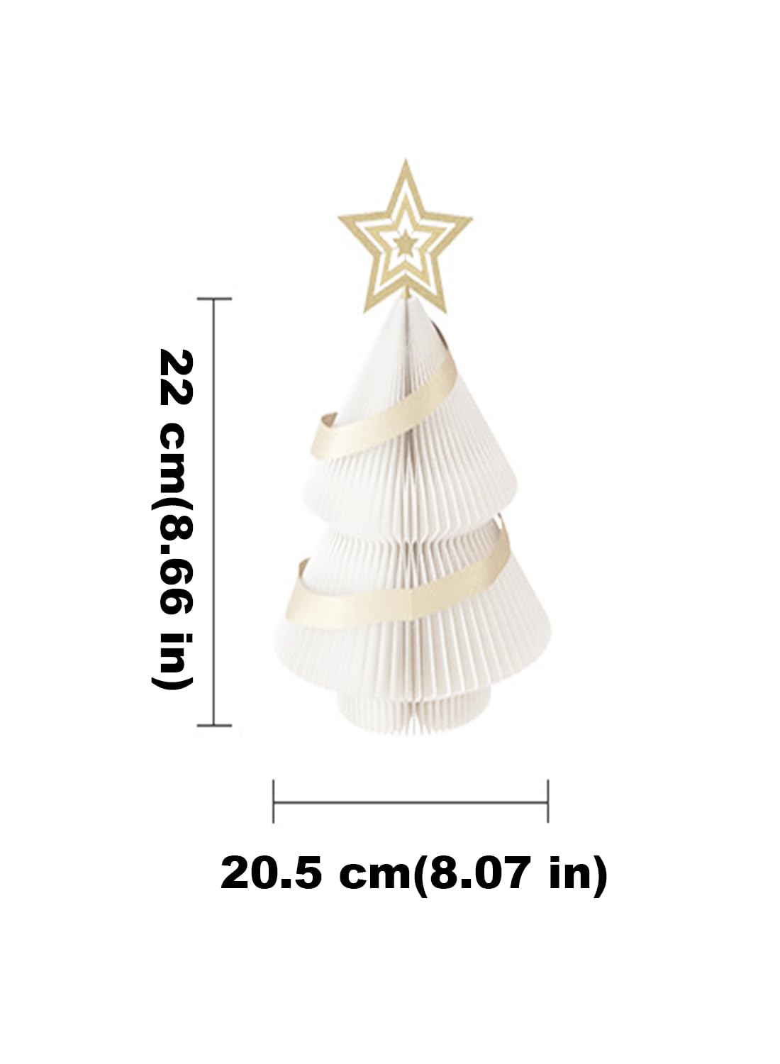 Albero di Natale di Carta, Decorazioni per Feste di Natale per Tavoli Decorazioni per la Casa, Decorazione Pieghevole per Albero di Natale In Carta Kraft con Luce USB e Ornamenti green L