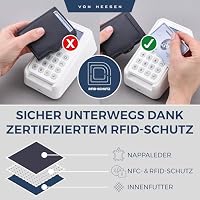 VON HEESEN Slim Wallet mit XL Münzfach & RFID-Schutz - Mini Geldbörse Herren & Damen - Kartenetui Geldklammer Kreditkartenetui - Portmonee Geldbeutel Portemonnaie klein (Blau) – Ansicht 4