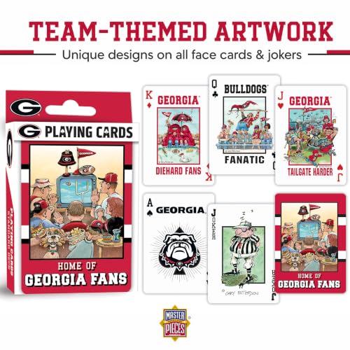 Image of Masterpieces Adult Playing Cards - Georgia Bulldogs Fan Deck, 54 Card Custom Team Design