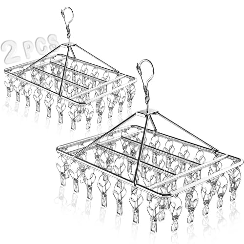 El Mejor Listado de secadora ropa los 5 más buscados. 46 MXCOCO 2Pcs de 80 Clip and Drip Colgadero, Tendedero Portátil de Metal para Colgar y Secar Ropa, Perchas Resistente al Viento y óxido, Estante de Secado Giratorio 360° para...