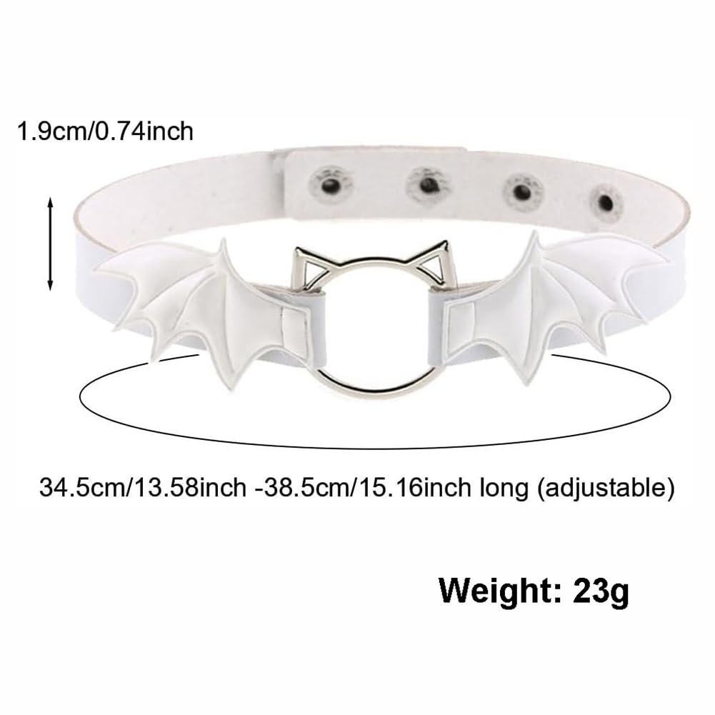 TJCGCKK Animal Cosplay Costume Furry Fox Tail Plug Cute Ears Headband Bat Style Neck Collar Set: White B