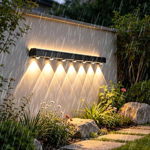 Lampe murale extérieur LED IP65 noire 100cm à lumière chaude pour décoration de jardin