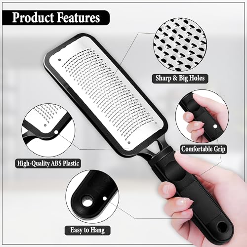 Image of GLUN Foot Grater Callus Remover Pedicure Tool, Stainless Pack of 1, Black Colour, Foot Callus Remover for Feet Care, Surgical Grade, Foot Scrubber Dead Skin Remover for Wet and Dry Foot