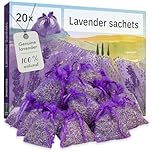 Lavender Bags : 20 Dried Lavender Flowers Bags as Natural Air Freshener and Moth Repellent for Wardrobes – Wardrobe Fresheners – Car Freshener – Room Air Freshener – Lavender Sachets by Inovida