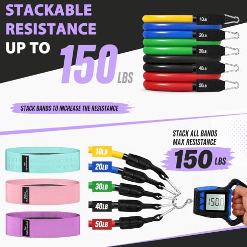 Image of WHATAFIT Resistance Bands, Exercise Bands,Resistance Bands for Working Out, Work Out Bands with Handles for Men and Women Fitness, Strength Training Home Gym Equipment