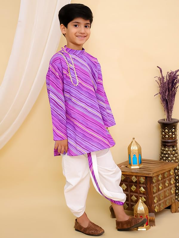 Image of superminis Boys Cotton Solid Jacket, Kurta Dhoti Set