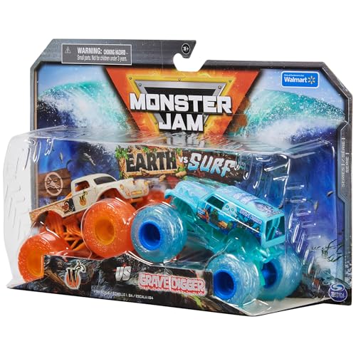 image for Monster Jam, Official Whiplash Earth Vs. Grave Digger Surf 1:64 Scale 