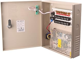 9 Channel DC12V 5 Amp PTC Fuse CCTV Power Supply with Metal Box, AC Plug and Lock for Security Cameras, DVRs, IP Cameras, CCTV Cameras