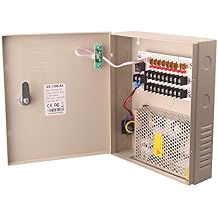 EVERSECU 9 Channel DC12V 5 Amp PTC Fuse CCTV Power Supply with Metal Box, AC Plug and Lock for Security Cameras, DVRs, IP Cameras, CCTV Cameras