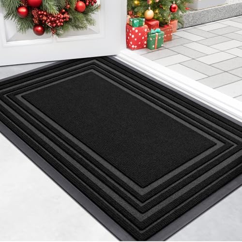 Buganda Front Door Mat Indoor Outdoor Entrance, Non-Slip Natural Rubber