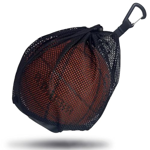 Single Mesh Ball Bag with Zipper Pocket - Fits All Kinds of Backpacks, Carries Basketball, Football...