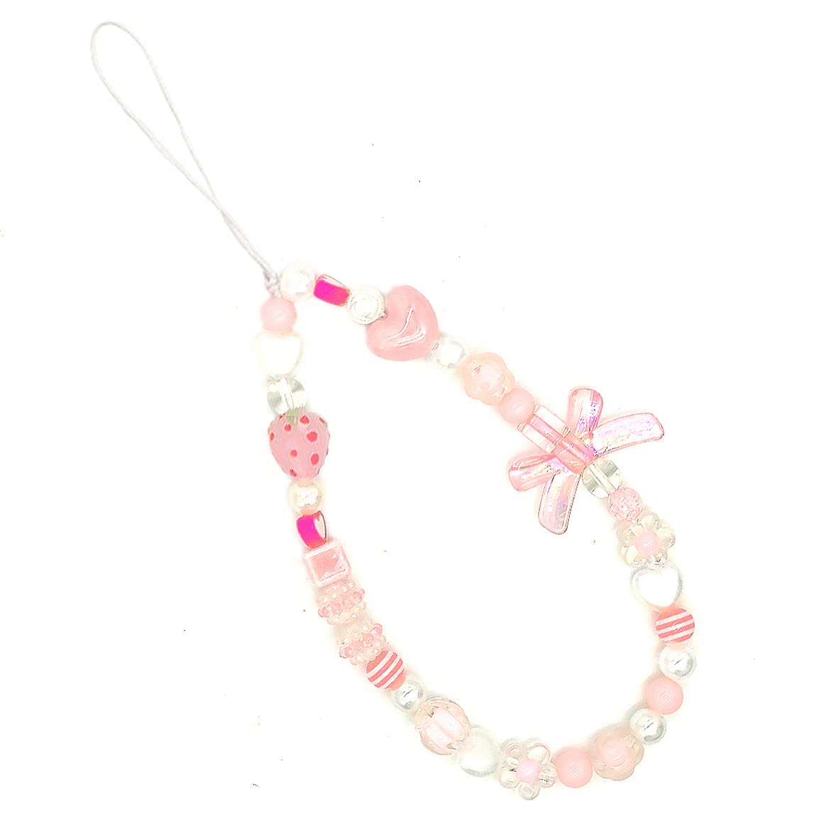 Sopopal Beaded Phone Strap Cute Pink Phone Charms Aesthetic Kawaii Phone Chain Phone Bracelet Wrist Strap Lanyard Phone String for Women (Multi Pink)