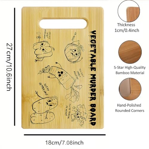 Tabla de cortar rectangular de bambú 27x18 cm diseño retro miniatura 2