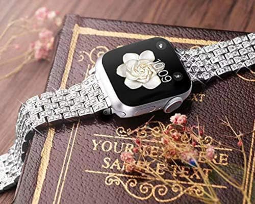 Image of Zitel Compatible with Apple Watch Band for Women Girls, Bling Rhinestone Metal Bands 40mm 41mm 42mm(Series 11 /10) 44mm 45mm 46mm Series 11 /10 /9 /8 /7 /6 /5 /4 /SE3 /SE2 /SE