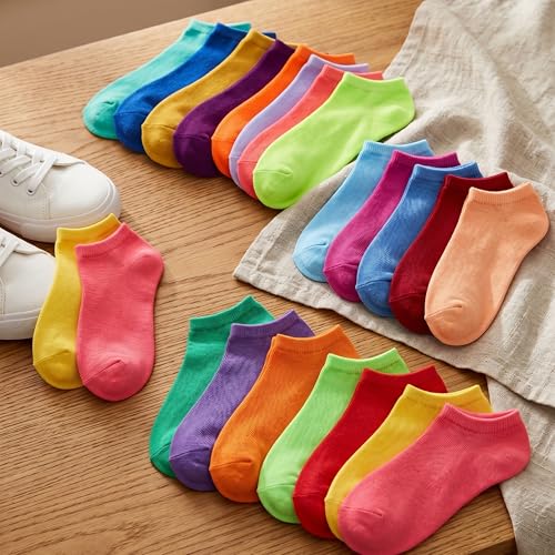 Image of Tipi Toe Women's 20 Pack Colorful Low Cut Socks - Lightweight, Breathable Design for All-Day Comfort Sizes 9-11 /10-13