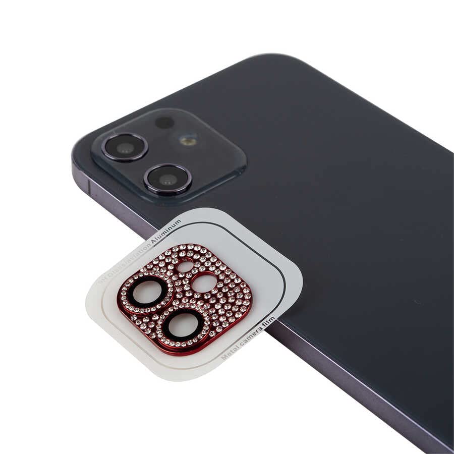 Zore Apple ile uyumlu iPhone 12 CL-08 Kamera Lens Koruyucu Kırmızı
