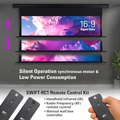 Image of Elite Screens Saker Tab-Tension AcousticPro UHD 135 inch Electric Projector Screen, 16:9 4K /8K Sound Transparent Acoustically Perforated Weave, Drop Down, SKT135UH2-E24-AUHD