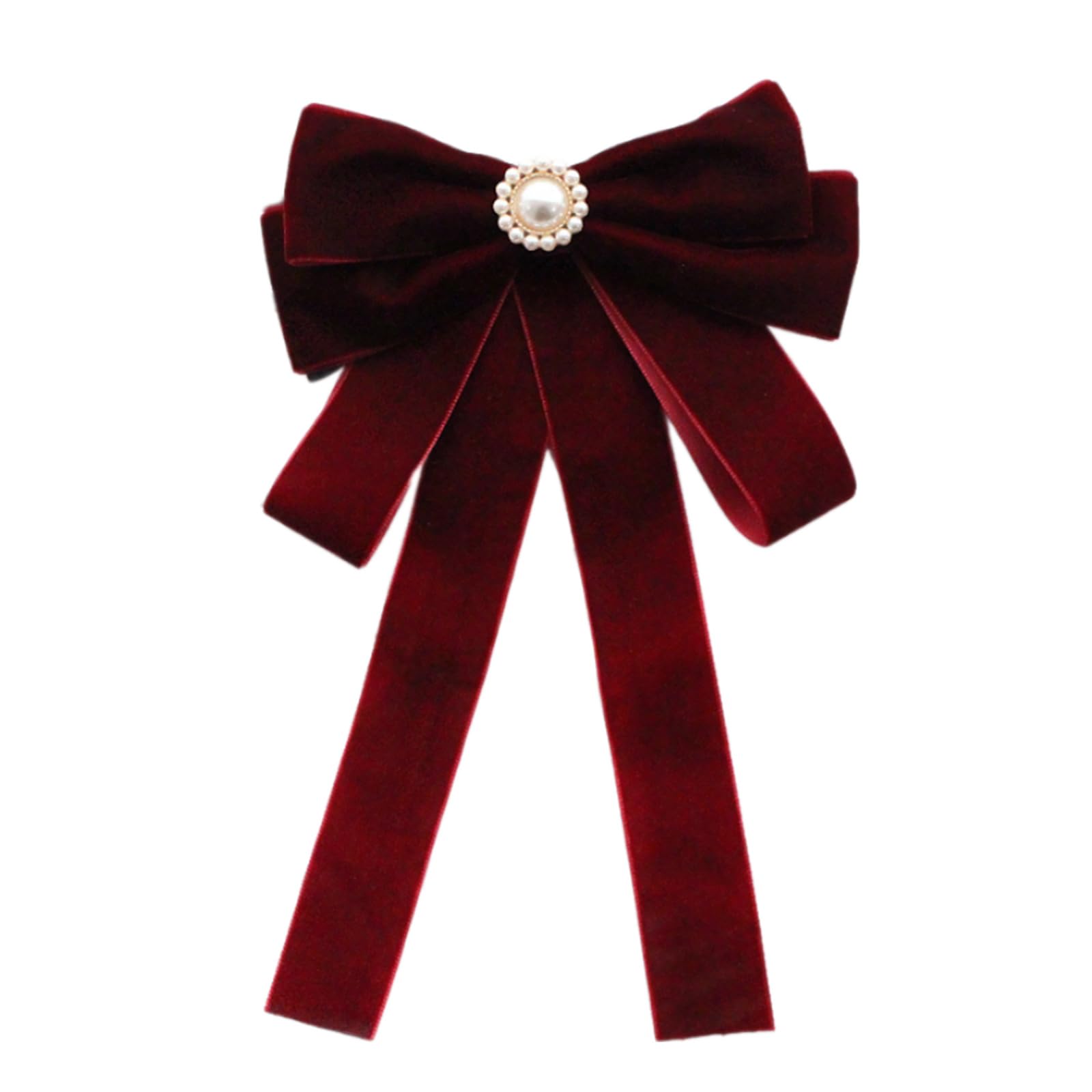 Maxtonser Elegant Women's Velvets Bows Tie Brooch Pin Pre Tied Bowknot Necktie with Rhinestones and Pearls Decors for Formal Event