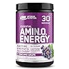 Optimum Nutrition Amino Energy – Pre Workout with Green Tea, BCAA, Amino Acids, Keto Friendly, Green Coffee Extract, Energy Powder – Concord Grape, 30 Servings