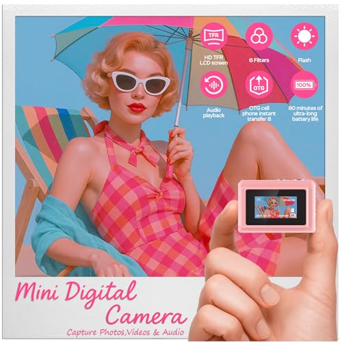 Image of Mini Camera 1080P HD Video Recorder - Keychain Digital Camcorder with 64GB Card, 0.96 inch HD Display, Long Battery Life, Ultra-Portable Tiny Camera for Travel /Vlog /Night Shots (Pink)