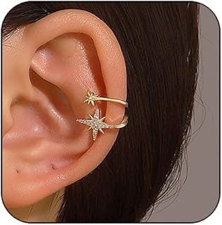 Ear Cuff Earrings for Women No Piercing Zircon Star Heart Pearl cuffs Helix Cartilage Clip On Wrap Earring Adjustable Ear Cuffs Jewelry Gifts for Teen Girls