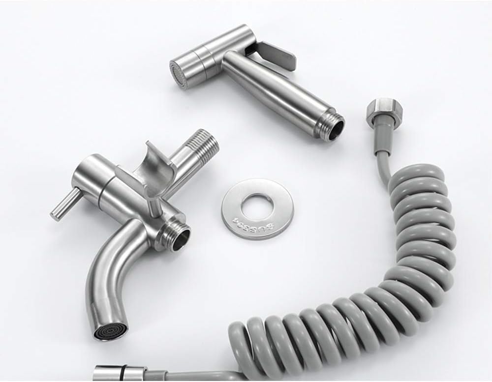 Stainless Steel Bidet Set, Mop Pool Faucet, Handheld Bidet Faucet Toilet Shattaf Sprayer with 1.5m PVC Shower Hose & Base,Style a (Color : Style B)