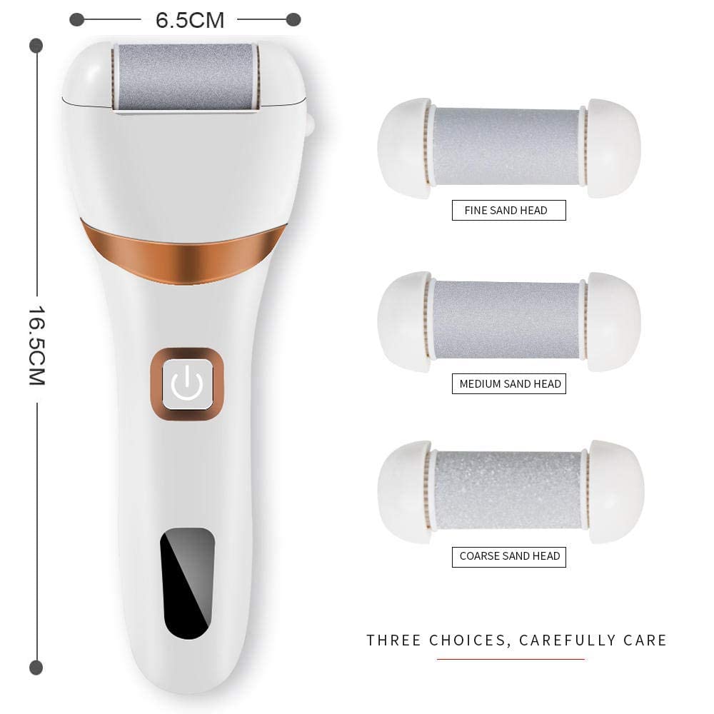 Lima para pies eléctrica Profesional removedor de Callos eléctrico USB Recargable Ipx7 a Prueba de Agua con 3 Cabezales de Rodillos Gruesos para Piel Muerta, Dura y Agrietada, Callos