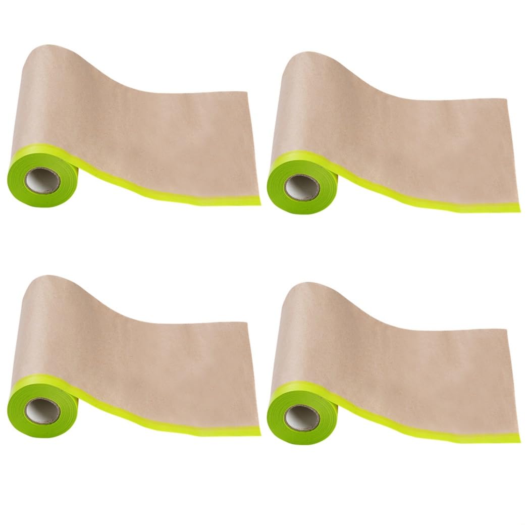 Abdeckpapier, 4 Rollen, 3,6 x 15,2 m, vorgeklebter Bodenschutz zum Lackieren