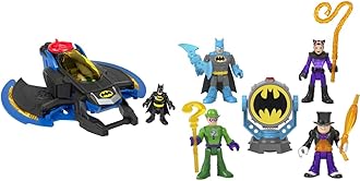 Imaginext ​Fisher-Price DC Super Friends Batwing DC Super Friends Bat-Tech Bat-Signal Multipack, figure set of 4 characters with lights and accessories for kids ages 3+
