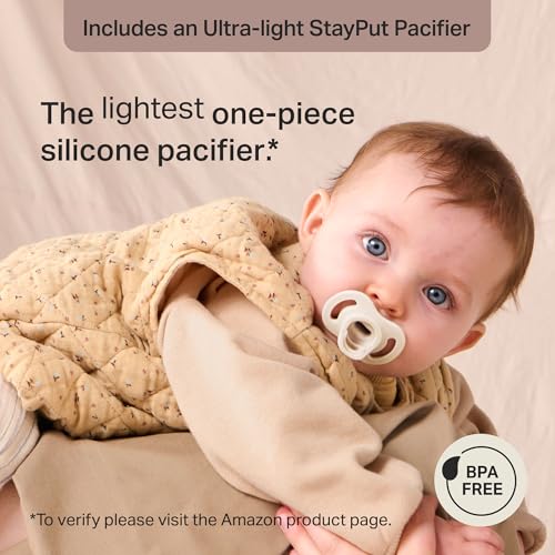 Image of Tommee Tippee Limited Edition StayPut Pocket, Includes Ultra-Light StayPut Pacifier and Microwave Sterilizer Case, BPA-Free Silicone, 0-6 Months, Grape and Blush