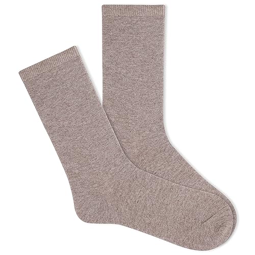 K. Bell Socks Women's Luxe Crew w/Cashmere, Oatmeal Heather, 4-10
