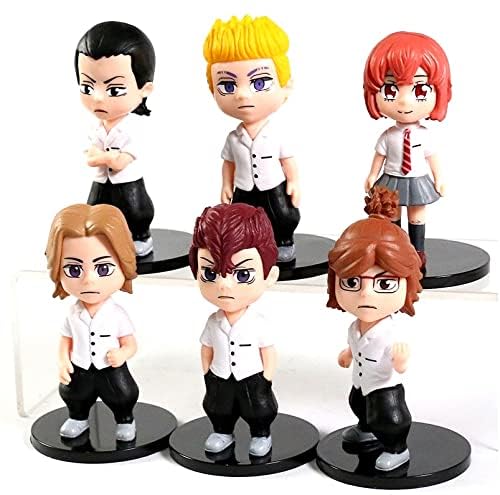 Image of Trunkin | Tokyo Revengers Action Figure (Set B) 6 Pcs Figurine | Manjiro Sano Chifuyu Matsuno Takemichi Hanagaki Beeldje | Black Coat Manga Weeb Collectible 10Cm Figurines